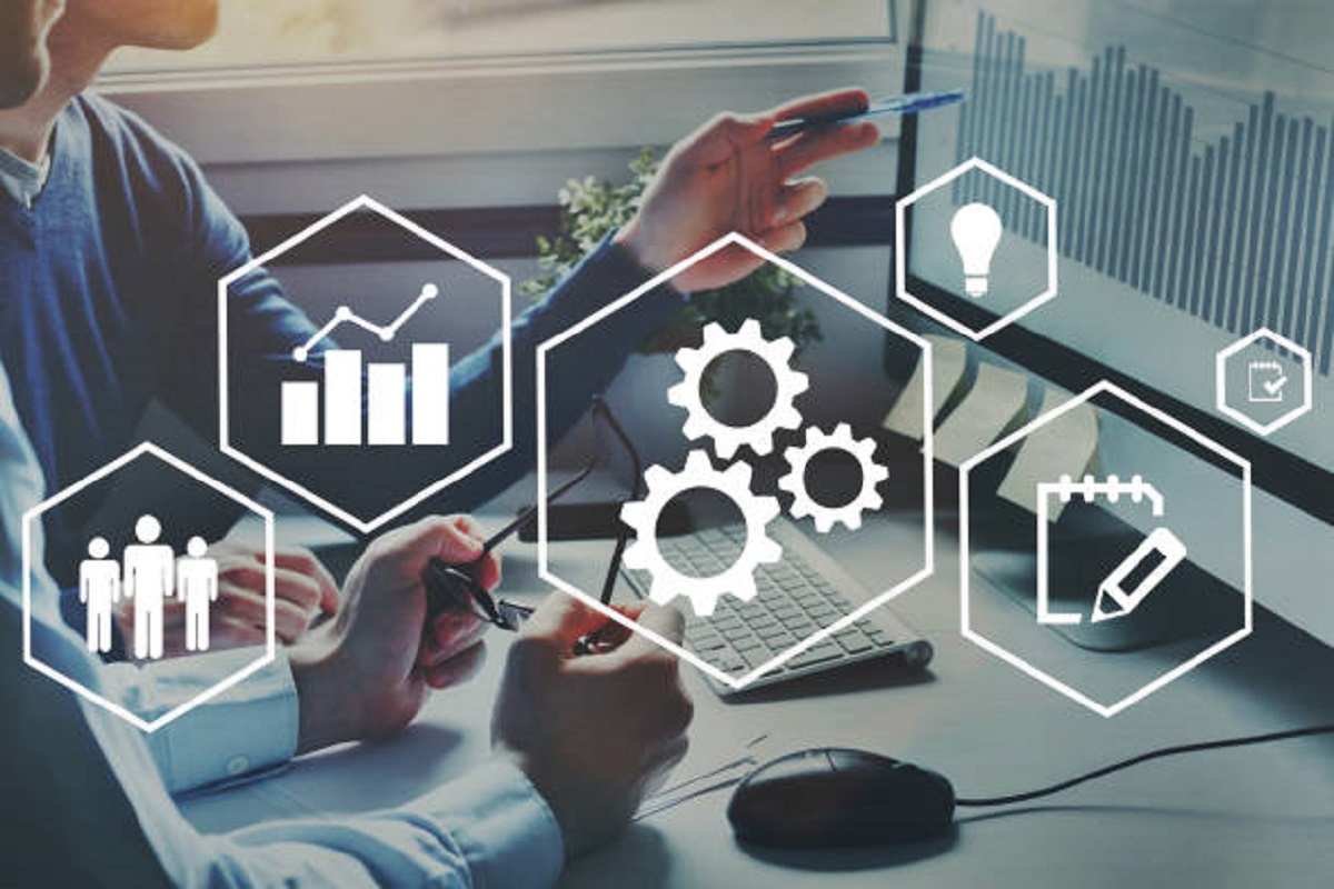 Automation and optimisation concept, business process workflow development Automation and optimisation concept, business process workflow development
